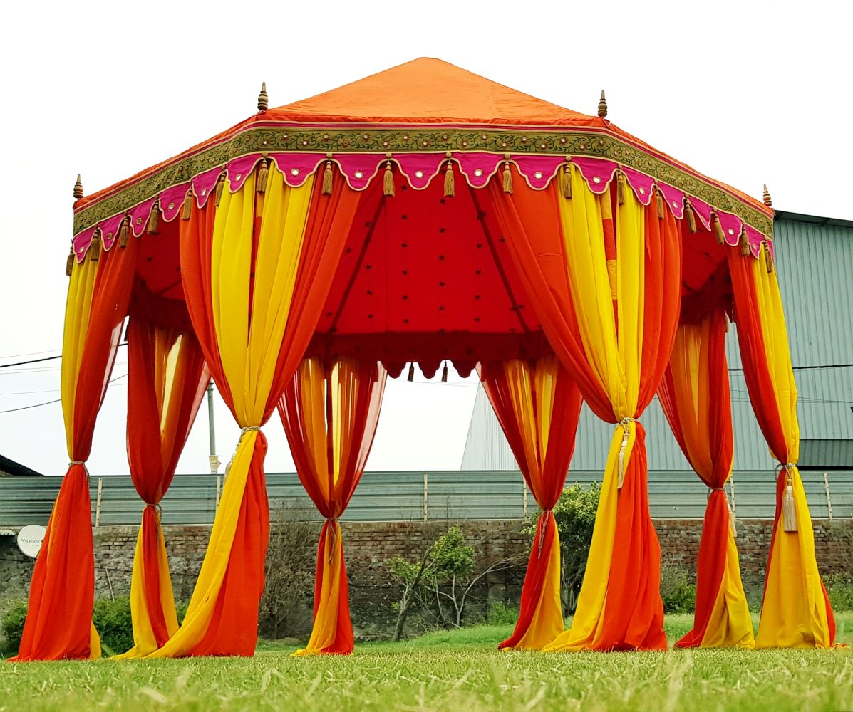 Gazebo tent with cloth drapes 10x10 size game activity rent in Hyderabad